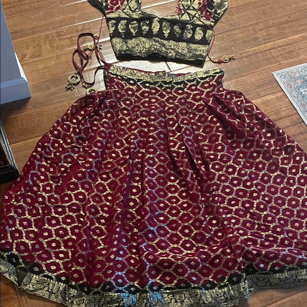Burgundy and Gold  Lehenga
